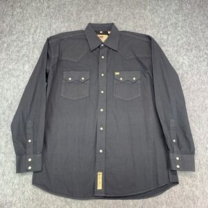 Larry Mahan Cowboy Collection Pearl Snap Shirt Men's XL Gray Cotton Geometric